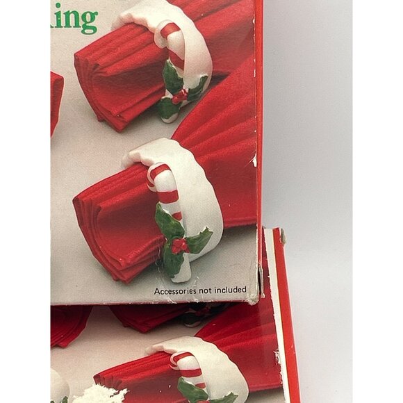 Napkin Rings Candy Cane Christmas Porcelain Set Of 8 Holiday Table Fun Canes - Picture 3 of 4